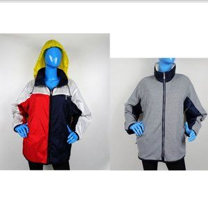 Vintage Ms Cambridge Color Block Nylon Windbreaker Jacket Womens L 12 14 Reverse